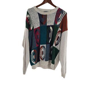 VTG 80s 90s Gulf Traders‎ Men Mix Coogi Style Cosby Color Block Sweater xl